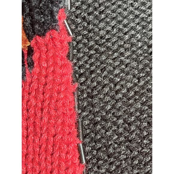 Berek Vintage Animal Print Red Cardigan Furry Accents size S - Picture 6 of 11